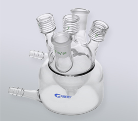 Spitzkolben des Dr. Bob´s Messzellen-Sets incl. Heiz-/Kühlmantel für elektrochemische Experimente unter Konstanthaltung der Temperatur bzw. zur groben Charakterisierung der Wärmetönung einer elektrochemischen Reaktion